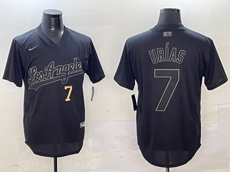 Men Los Angeles Dodgers 7 Urias Black Fashion Game 2025 Nike MLB Jersey style 3189